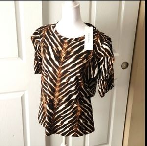 CALVIN KLEIN WOMENS   TOP SIZE S  ANIMAL PRINT